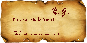 Matics Gyöngyi névjegykártya