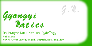 gyongyi matics business card